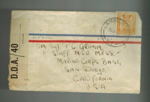 1945 Lambton New Zealand Cover to USA USMC Marine Corps Sergeant P G Grimm