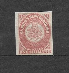 CANADA-NEWFOUNDLAND-1861, Sc#23, VF++, MLH.  6 SCHILLING ROSE