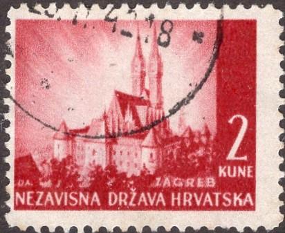Croatia 35 - Used - 2k Zagreb Cathedral (1941) (2)