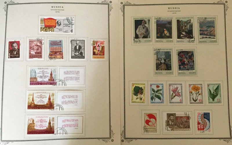 COLLECTION OF RUSSIA 1970-80 STAMPS HINGED ON ALBUM PAGES - 1200V - USED