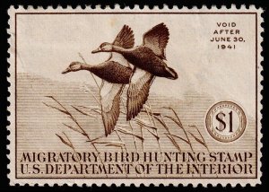 United States Hunting Permit Stamp Scott RW7 (1940) Mint NG F, CV $60.00 C