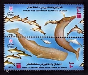 Oman 1993 Whales & Dolphins Pair + SS MNH Sc#363a/363b