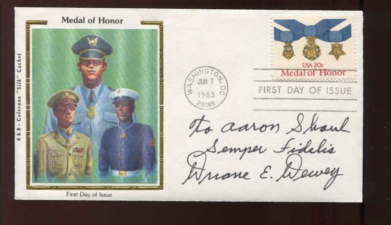 DUANE E DEWEY MARINES MEDAL OF HONOR KOREA WAS SIGNED COVER LV3073