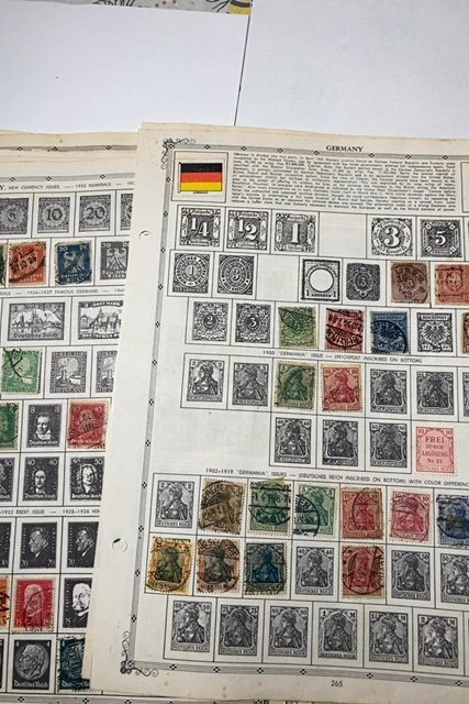 OLD GERMANY STAMPS HINGED ON ALBUM PAGE