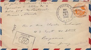 United States A.P.O.'s 6c Monoplane Air Envelope 1943 U.S. Army Postal Servic...