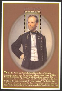 SIERRA LEONE 2001 US CIVIL WAR General Sherman Souvenir Sheet Sc 2474 MNH