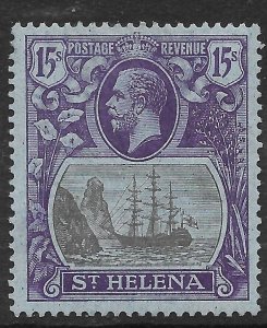 ST.HELENA SG113 1922 15/= GREY & PURPLE ON BLUE MTD MINT (r)