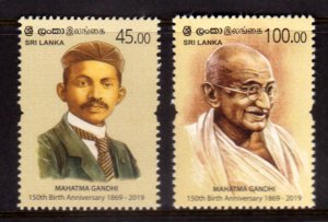 SRI LANKA - 2019 150th BIRTH ANNIV. OF MAHATMA GANDHI - 2V - MINT NH