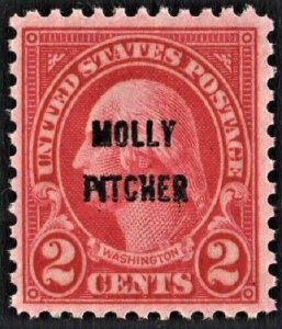 1928 2c George Washington, Carmine Molly Pitcher Scott 646 Mint F/VF NH