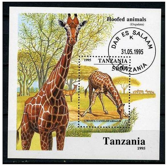 Tanzania 1995 sheet CTO - hoofed animals, Giraffes 