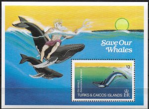 1983 Turk and Caicos Whales MS MNH SG n. 753