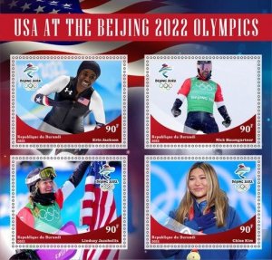 Stamps. Olympic Games 2022 in Beijing 2022 year 1+1 sheets perf Burundi