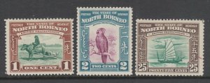 North Borneo Sc 193, 194, 203, MLH. 1939 Bi-colors, 3 different, F-VF