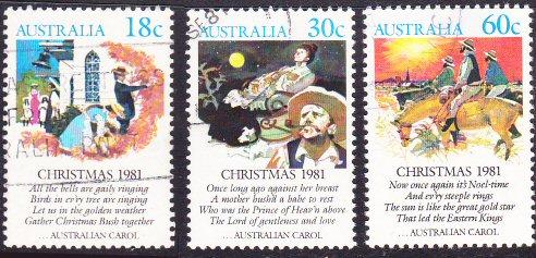 Australia #811-13 used, xmas 1981