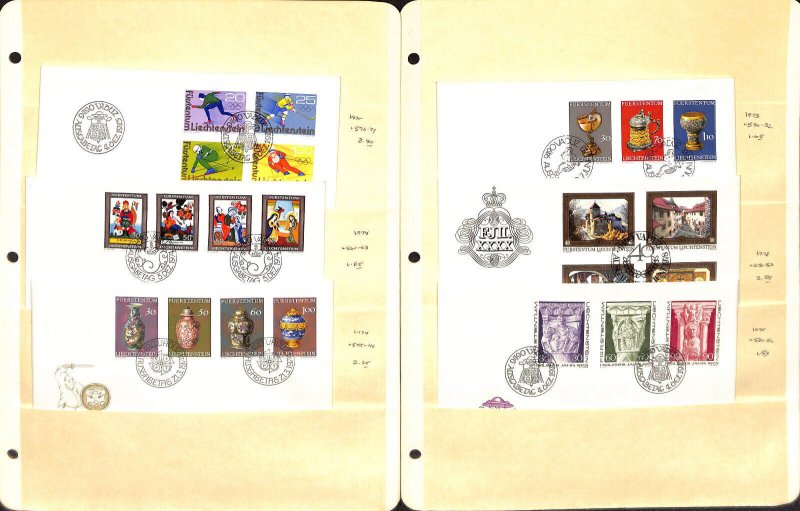 Liechtenstein Stamp Collection, Lot of 51 Different First Day Covers (BC)