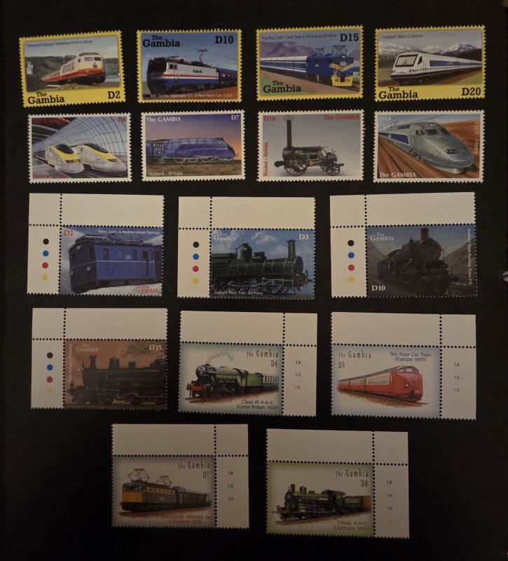 GAMBIA 2001 2002 TRAINS Stamp Lot MINT MNH OG Unused  T16665