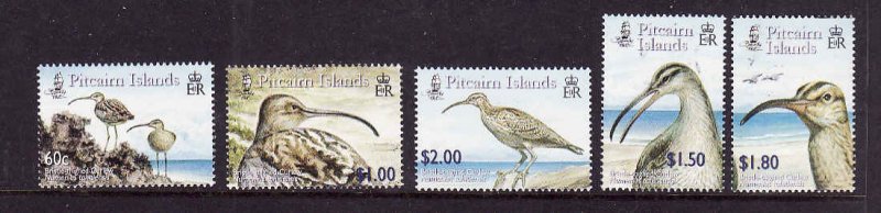 Pitcairn Is.-Sc#622-6-unused NH set-Birds-Bristle-thighed Curlew-2005-