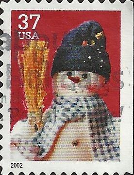 # 3685 USED SNOWMAN WITH BLUE PLAID SCARF