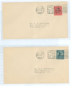 US 647-648 1929 2c & 5c hawaii overprints, set of two on uncacheted, addressed, typed fdcs, both washington, dc cancels