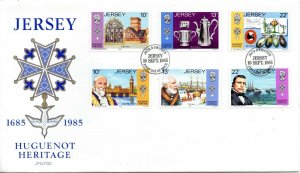 1985 Jersey Sg 370/375 Huguenot Immigration 300th Anniversary First Day Cover