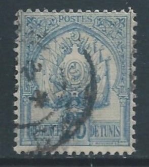 Tunisia #19 Used 25c Coat of Arms - Blue