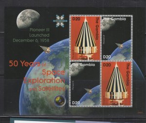Gambia #3151  (2008 Pioneer Satellites pair sheet of 2) VFMNH CV $10.00