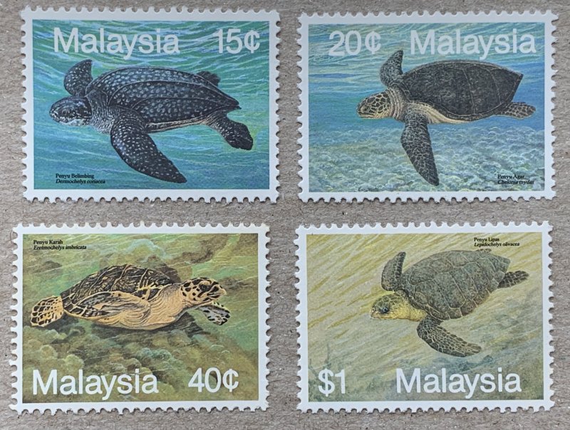 Malaysia 1990 Sea Turtles, MNH. Scott 431-434, CV $7.25. SG 450-453. Reptiles