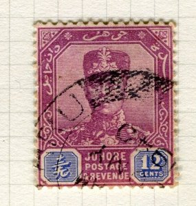 MALAYA JOHORE; 1922 early Sultan issue fine used 12c. value