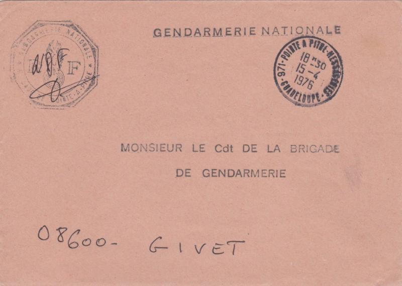 Guadeloupe Military Free Mail 1976 971-Pointe A Pitre, Guadeloupe to Givet, F...