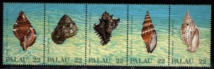 Palau Scott 150-154a  MNH** Seashell  strip