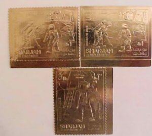 SHARJAH 3 SPACE GOLD FOIL 1970 ALL DIFF LOLLINI NET PRICE IS $40.00