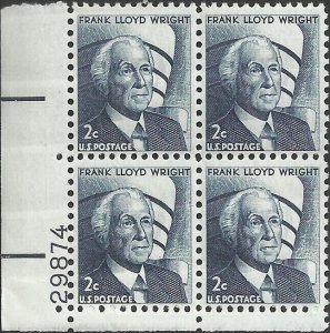 # 1280 MINT NEVER HINGED ( MNH ) Plate Block FRANK LLOYD WRIGHT
