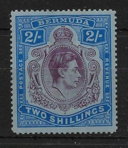 BERMUDA SG116bf 1941 2/= DP PURPLE & ULTRAMARINE/GREY-BLUE GASH IN CHIN MTD MINT