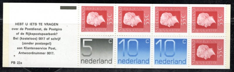 Netherlands Scott # 536c, mint nh, cpl. stamp booklet, se-tenant