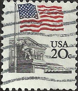 # 1894e USED BULLSEYE PERF. 11.2 SHINY GUM FLAG OVER CAPITOL