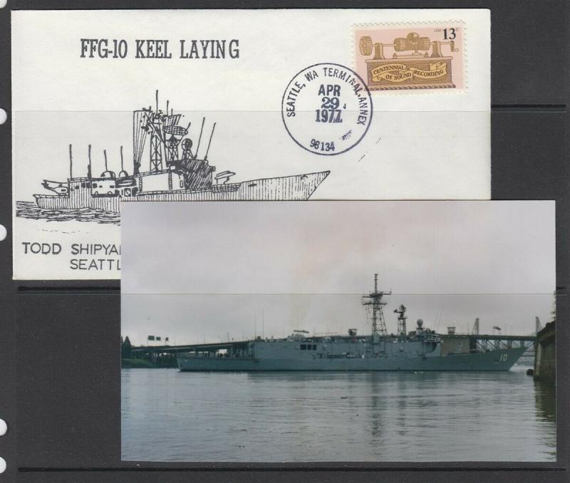 USS Ship - KEEL LAID for FFG-10 with picture photocard - NICE!!