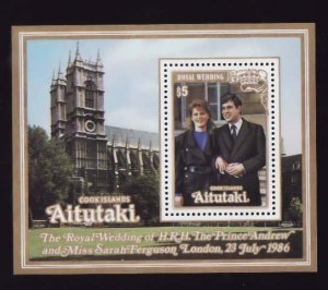 Aitutaki-Sc#398- id13-unused NH sheet-Royal Wedding-Prince Andrew-1986-