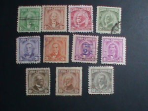 ​CUBA- 1954-SC#519//528- 11 CUBA FAMOUS PERSONS USED STAMPS-SET-VERY FINE