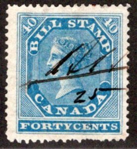 van Dam FB13, 40, perf 12.5, used, MS Cancel, Canada, 1864 First Bill Issue