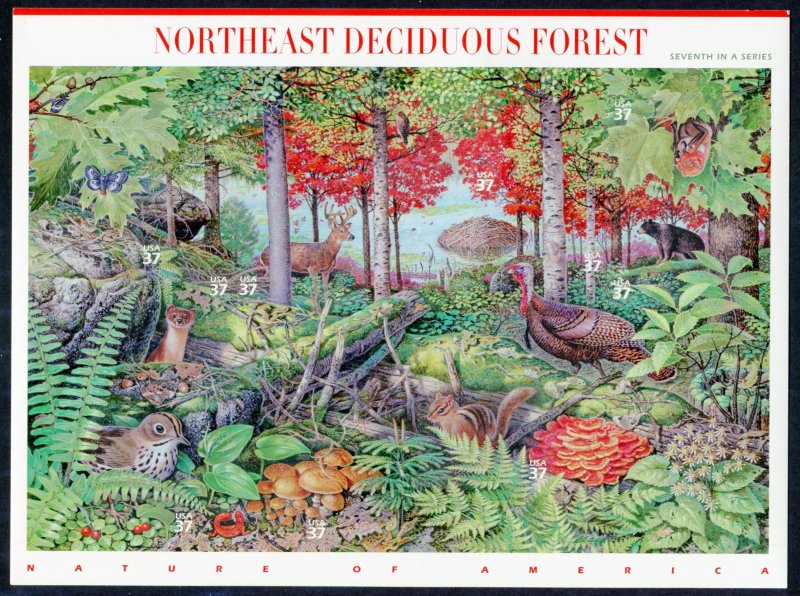 US 3899  Northeast Deciduous Forest Sheet of 10  MNH