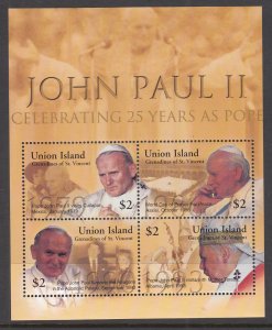 St Vincent Grenadines Union Island 283 Pope John Paul II Souvenir Sheet MNH VF