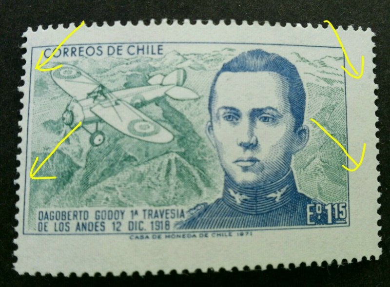 Chile And Airplane 1971 Aviation (stamp) MNH *error *perf shift