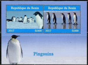 BENIN 2017  PENGUINS  SHEET OF TWO MINT NH