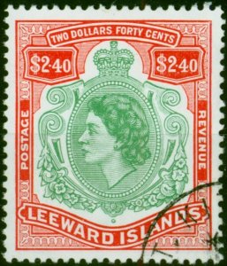 Leeward Islands 1954 $2.40 Bluish Green & Red SG139a 'Broken Scroll' V.F.U Un...