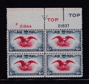 1938 Airmail 6c Sc C23 bi-color eagle and shield MNH plate block Type 2 (25