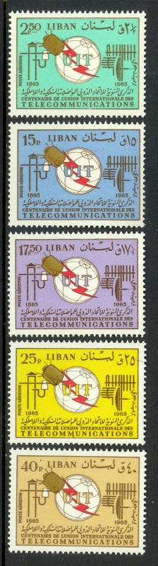 LEBANON 1966 ITU Airmail Set Scott C458-C462 MNH