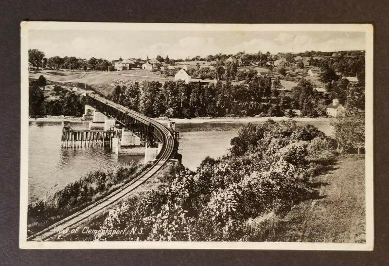 1941 Clementsport Nova Scotia to Merrimacport MA Railroad RPPC  Postcard Cover