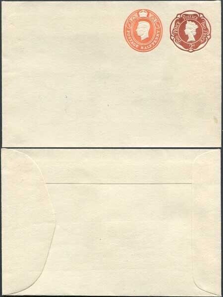 ESC971 QEII 2d Brown and KGVI 1/2d Orange Stamped to Order Envelope Mint