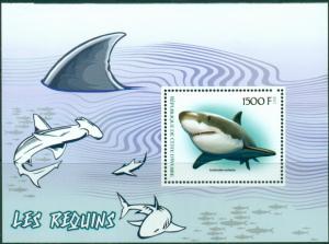 IVORY COAST - 2018 - Sharks - Perf Souv Sheet   - MNH