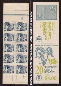 1982 Bighorn Sheep booklet Sc BK142 20c plate no. 15 on 2nd (2 x Sc 1949a) (RP3